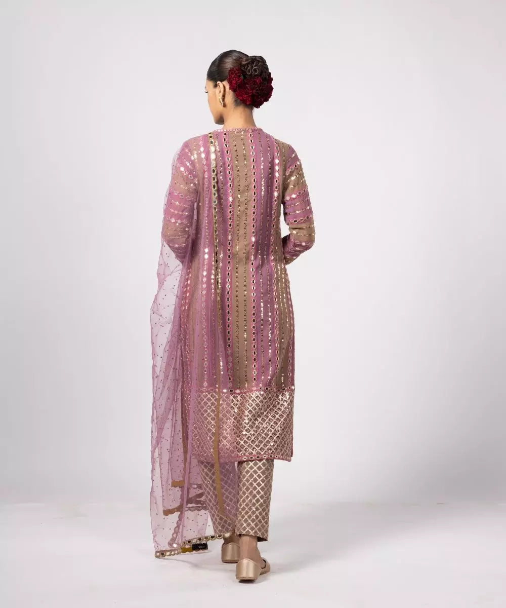 VVANI VATS - Mud mauve Mirror Kurta Set
